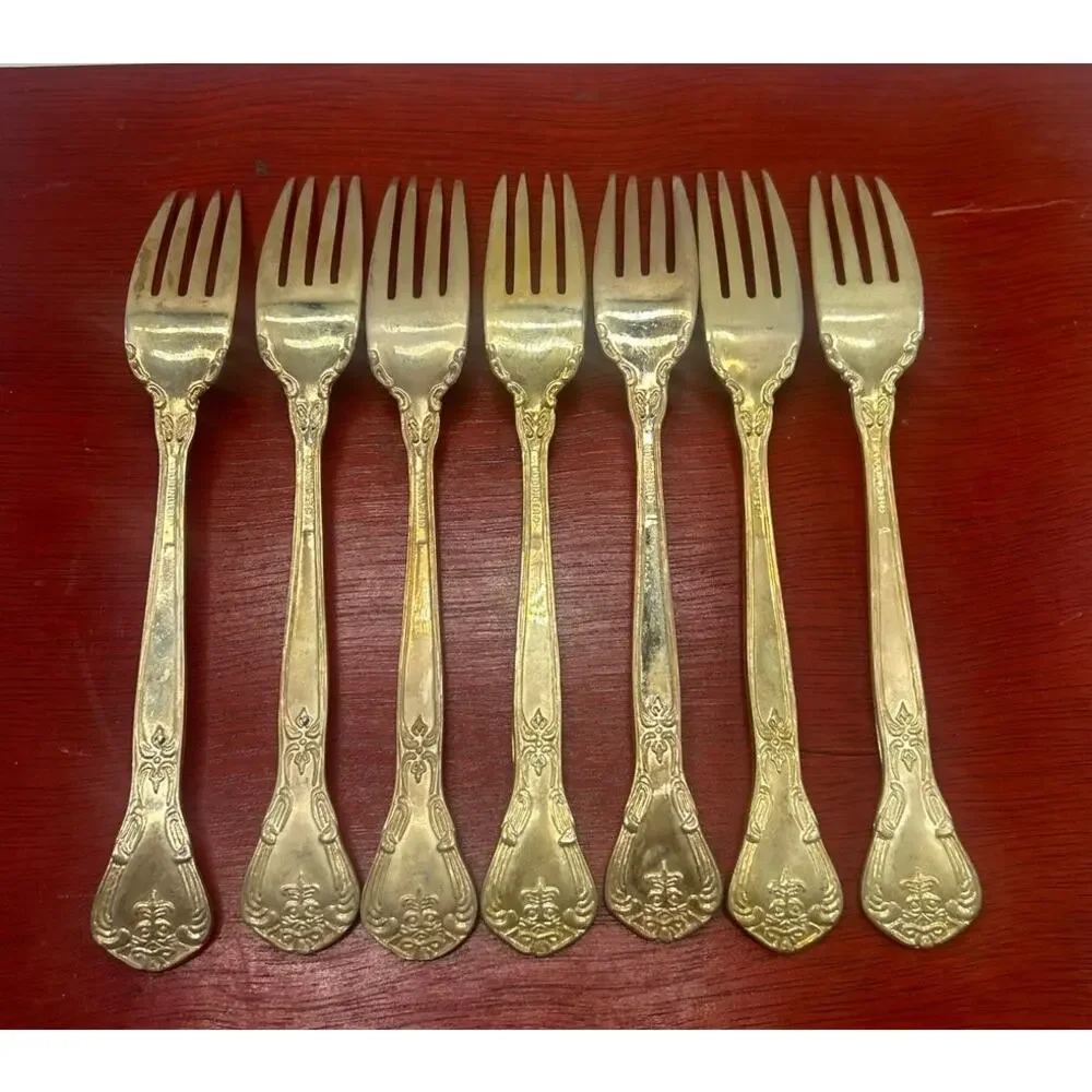 Godinger Grand Master Gold Plated Flatware Service 8 Box Missing Knife Fork VTG
